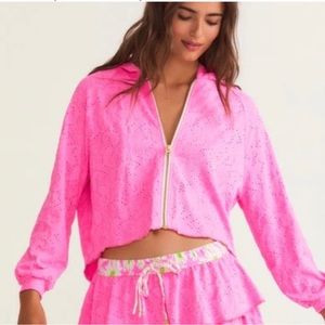 LOVESHACKFANCY X HURLEY - EYELET PAISLEY ZIP UP HOODIE NWT Size M